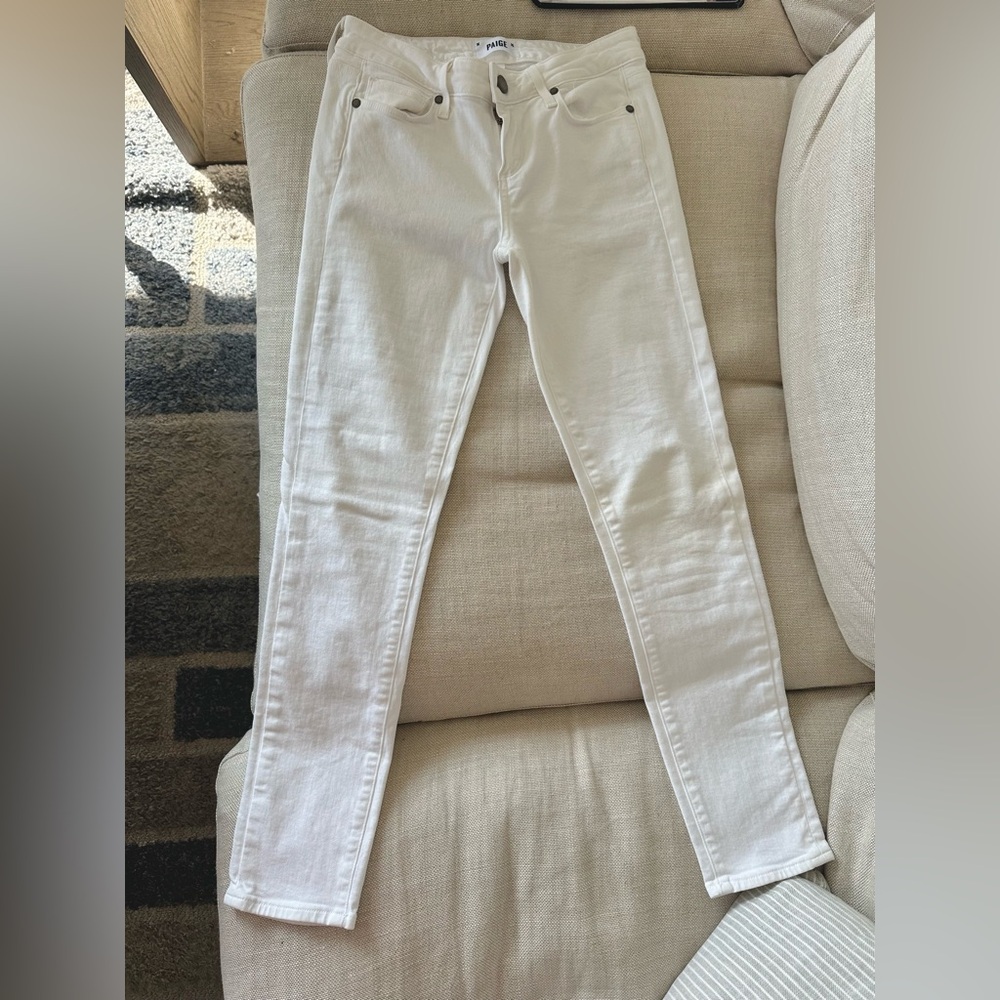 PAIGE White Skinny Jeans with Smooth Finish